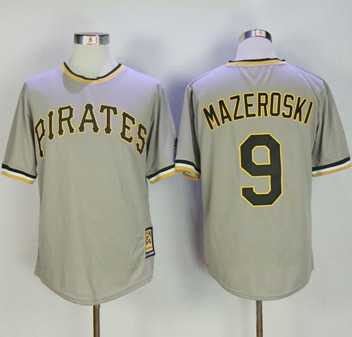 Mitchell And Ness Pirates #9 Bill Mazeroski Grey Throwback Stitched MLB Jersey